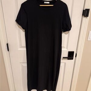 Black casual dress knee high split